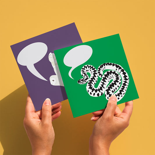 What does the Adder Say? Square Snake Greetings Card