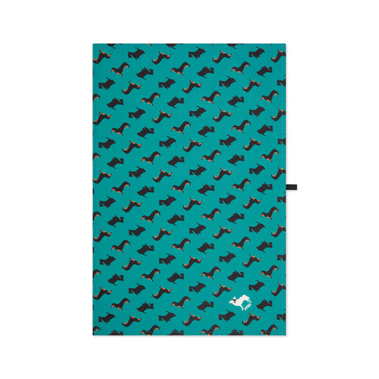 Dogstooth Dogs Organic Cotton Tea Towel from UmmPixies featuring Dachshunds, Scottish Terriers and my favourite rescue dog