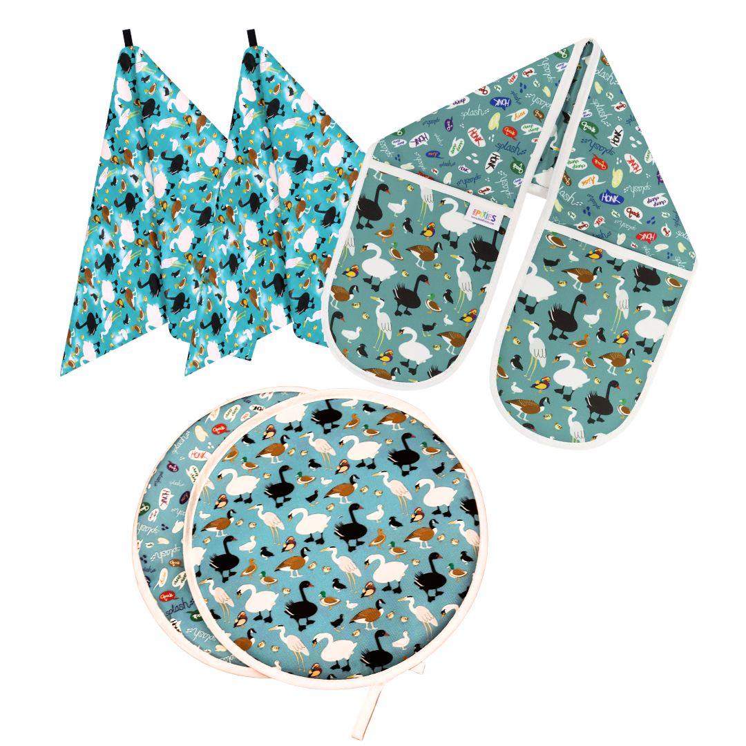 Aga Cover, Oven Gloves & Tea Towel Set: Ducks