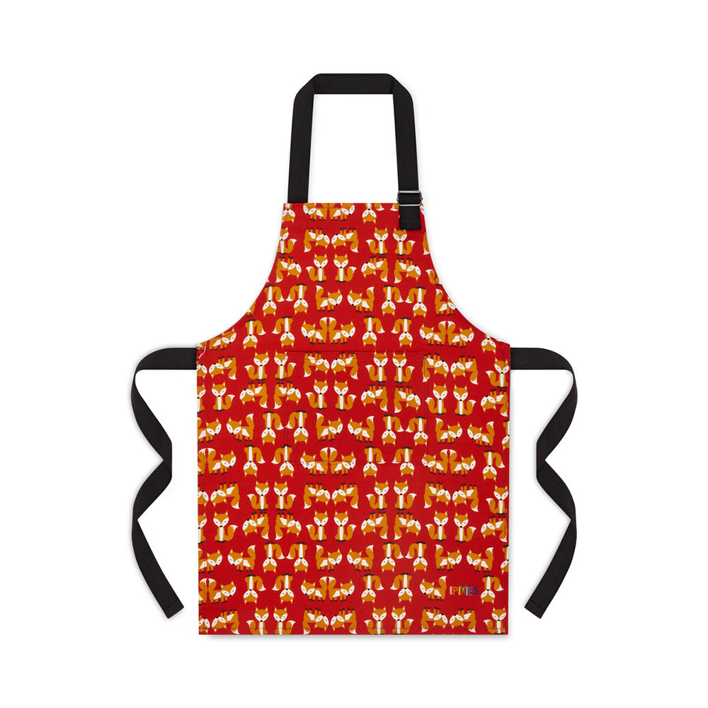 red organic cotton featuring UmmPixies foxes illustrations