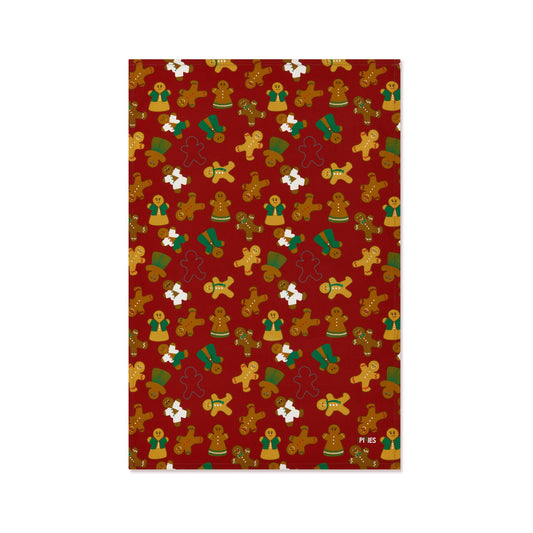 Gingerbread Folk Tea Towel in organic Cotton from UmmPixies. Designed and made in the UK