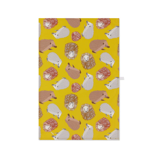 Sunny Yellow Hedgehogs Organic Cotton Tea Towel from UmmPixies