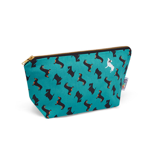 Dogtooth Design really useful bag featuring illustrations of daschund, Scottish terrier and rescue dog shown with zip closed