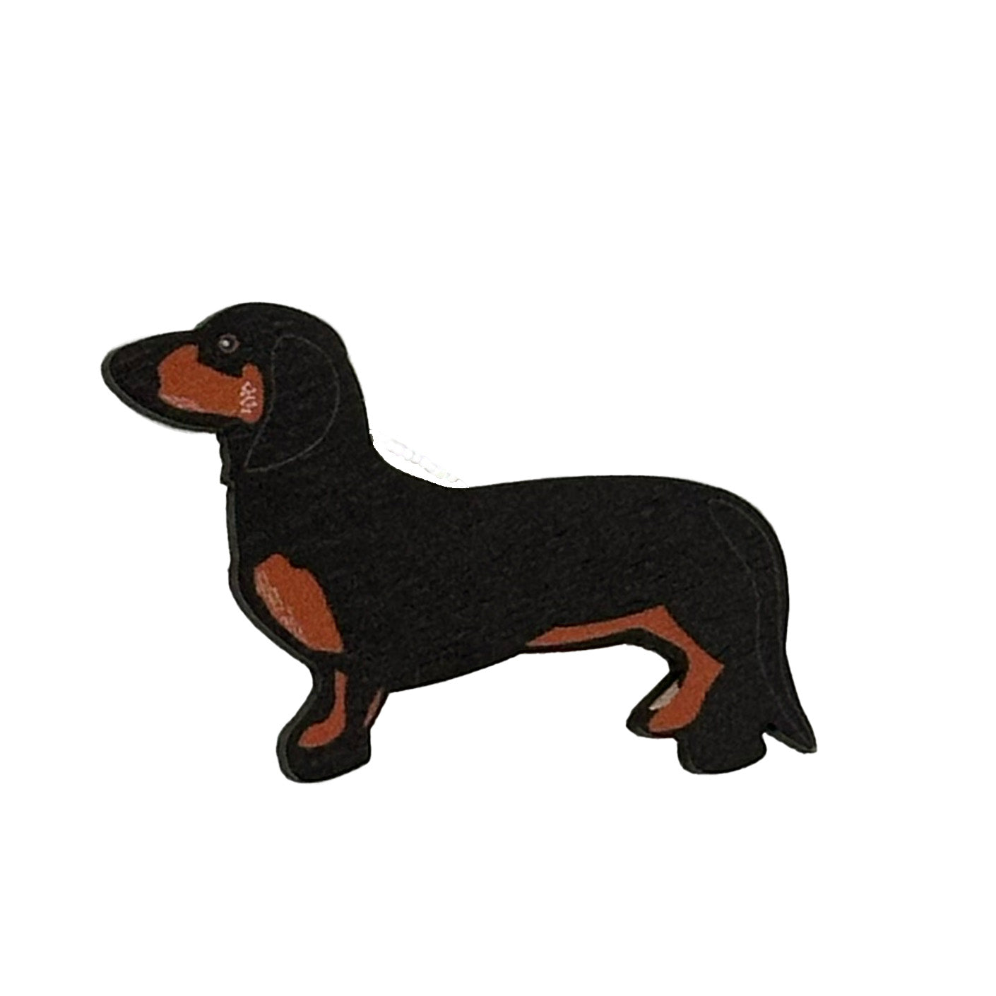 Dachshund Dog wooden pin badge - Black and Tan