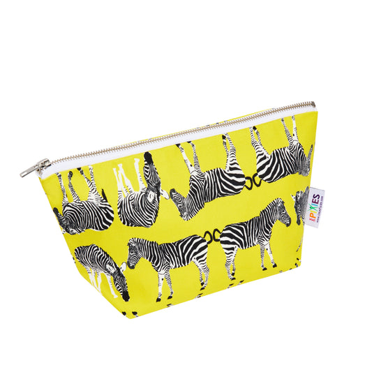 Pouch with zebra pattern on a yellow background
