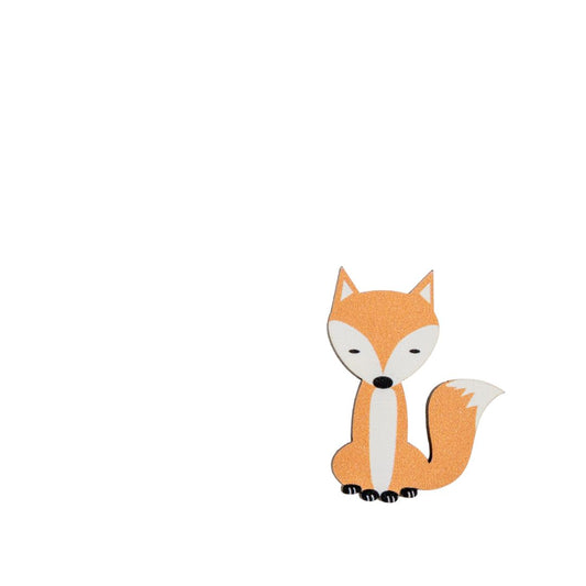 Fox wooden pin badge - sitting fox