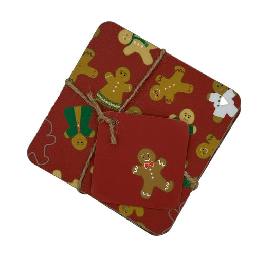 Gingerbread Folk Coasters - set of 4