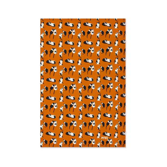 Orange Cat Tea Towel in 100% Organic Cotton