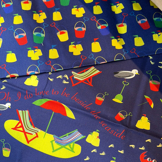 2 designs of coordinating seaside organic cotton tea towels