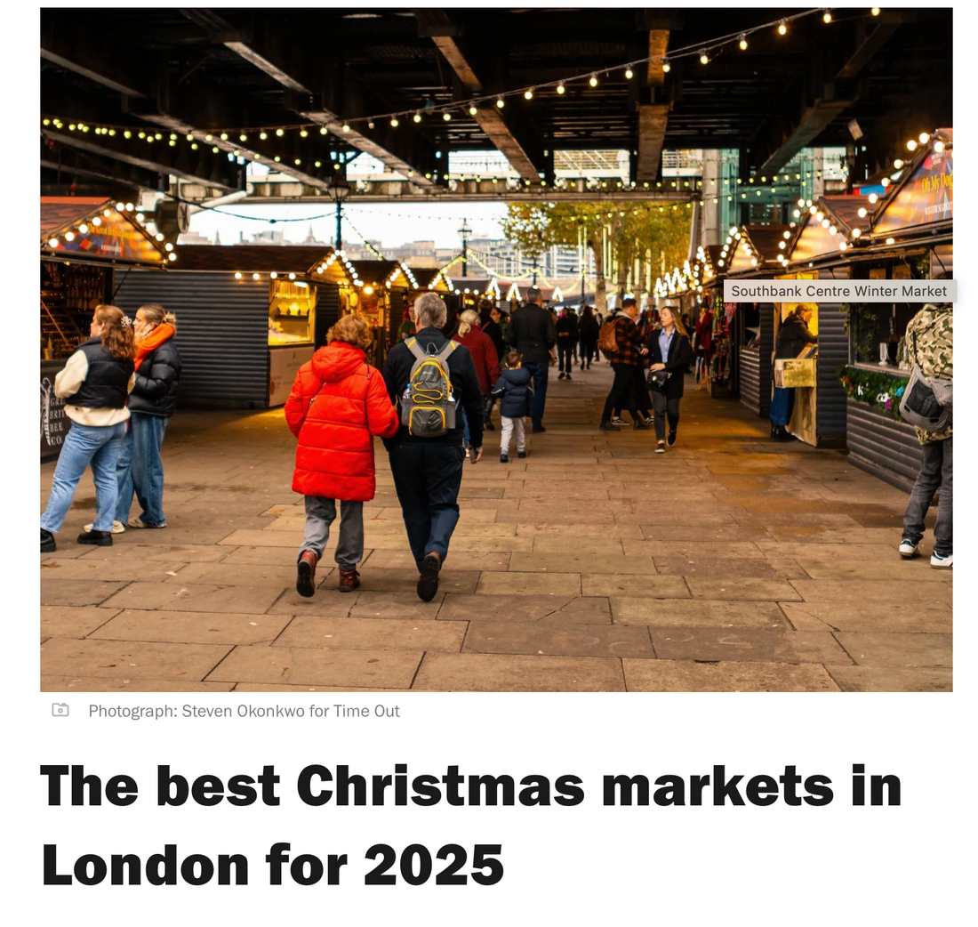 Find me at 5 of Time Out's Top London Christmas Markets
