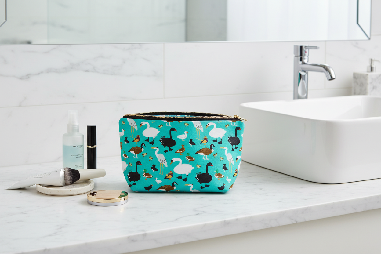 Ducks really useful bag shown next to a basin