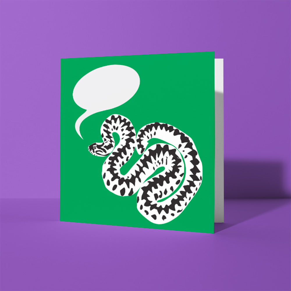 What does the Adder Say? Square Snake Greetings Card