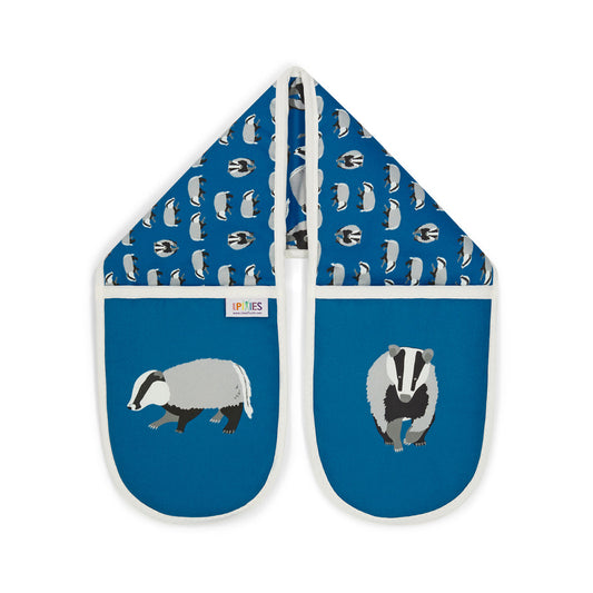 Blue Badgers Ovengloves, oven mitts kitschen style