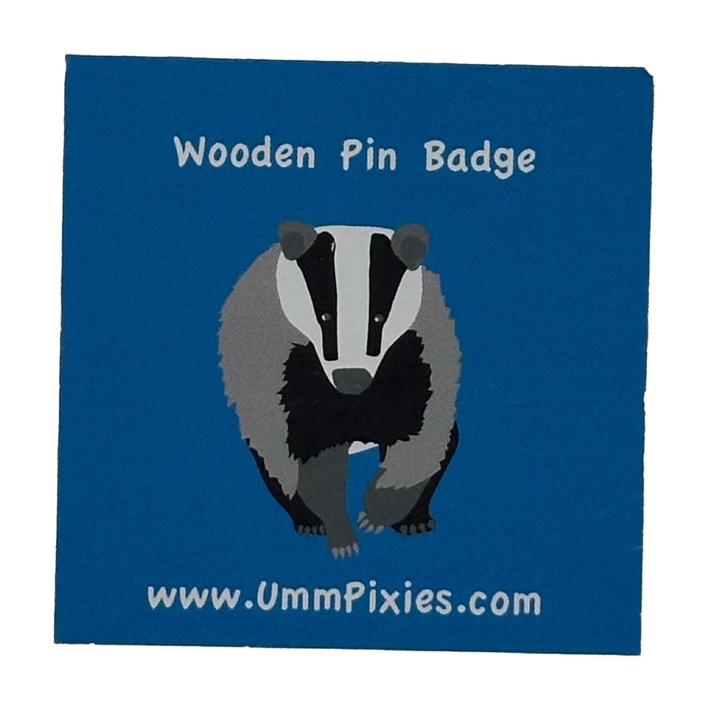Wooden badger pin badge display card