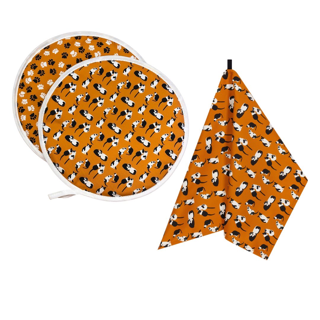 Aga Cover & Tea Towel Set: Cats