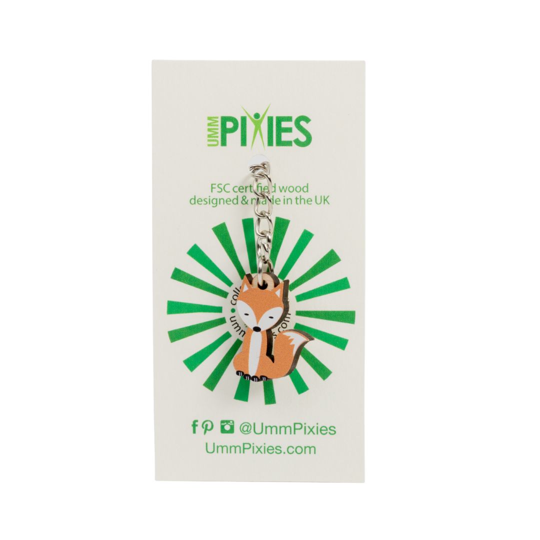 Fox Wooden Charm Keyring