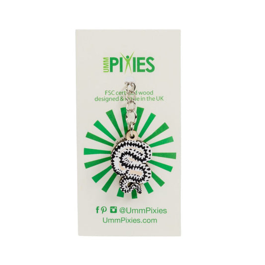 Adder British Snake wooden charm keyring