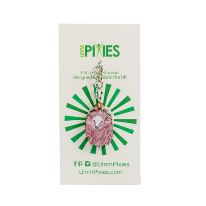 Hedgehog Wooden Charm Keyring