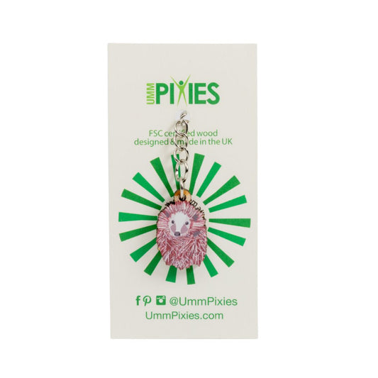 Hedgehog Wooden Charm Keyring