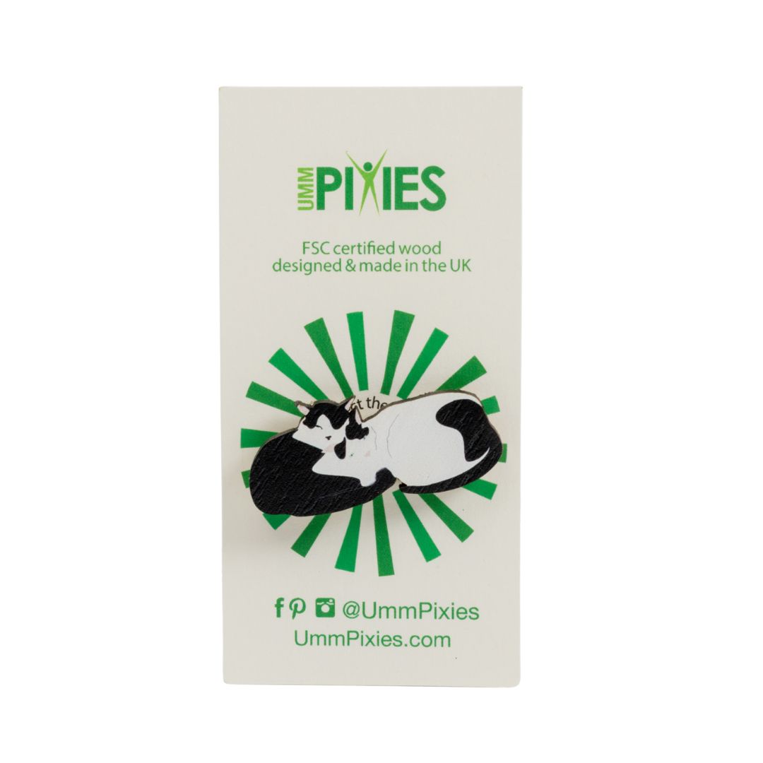 Cats wooden pin badge