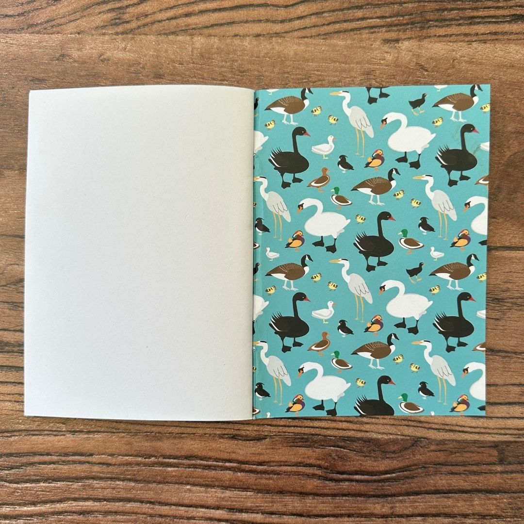 detail of the Inside back cover of ducks pocket notebook showing design detail