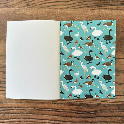 detail of the Inside back cover of ducks pocket notebook showing design detail