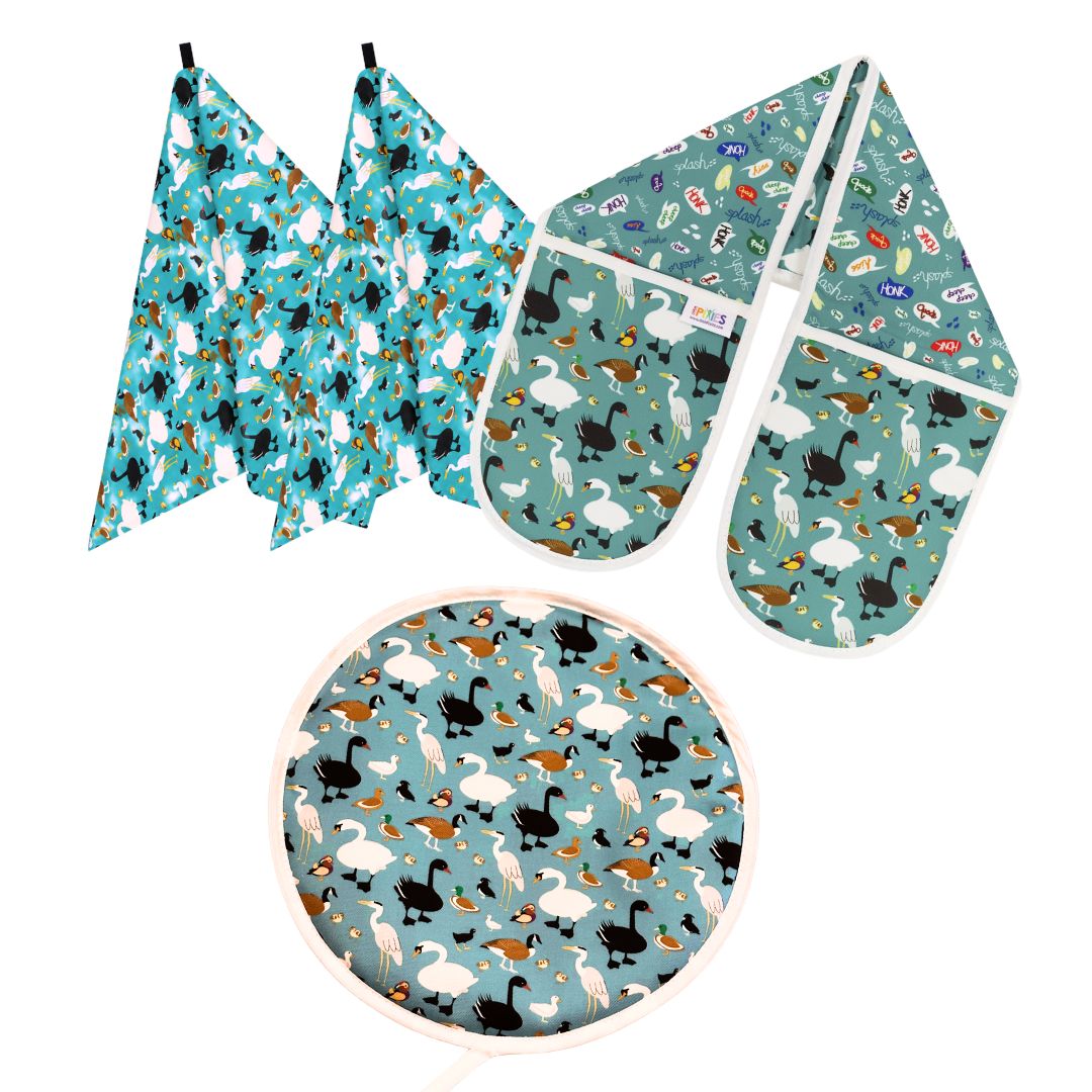 Aga Cover, Oven Gloves & Tea Towel Set: Ducks