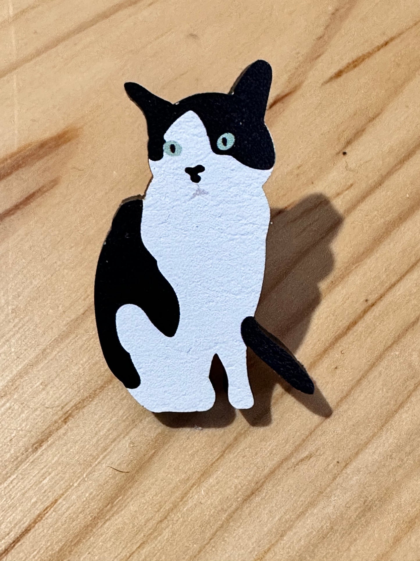 Black and White Tuxedo Cat  pin badge 
