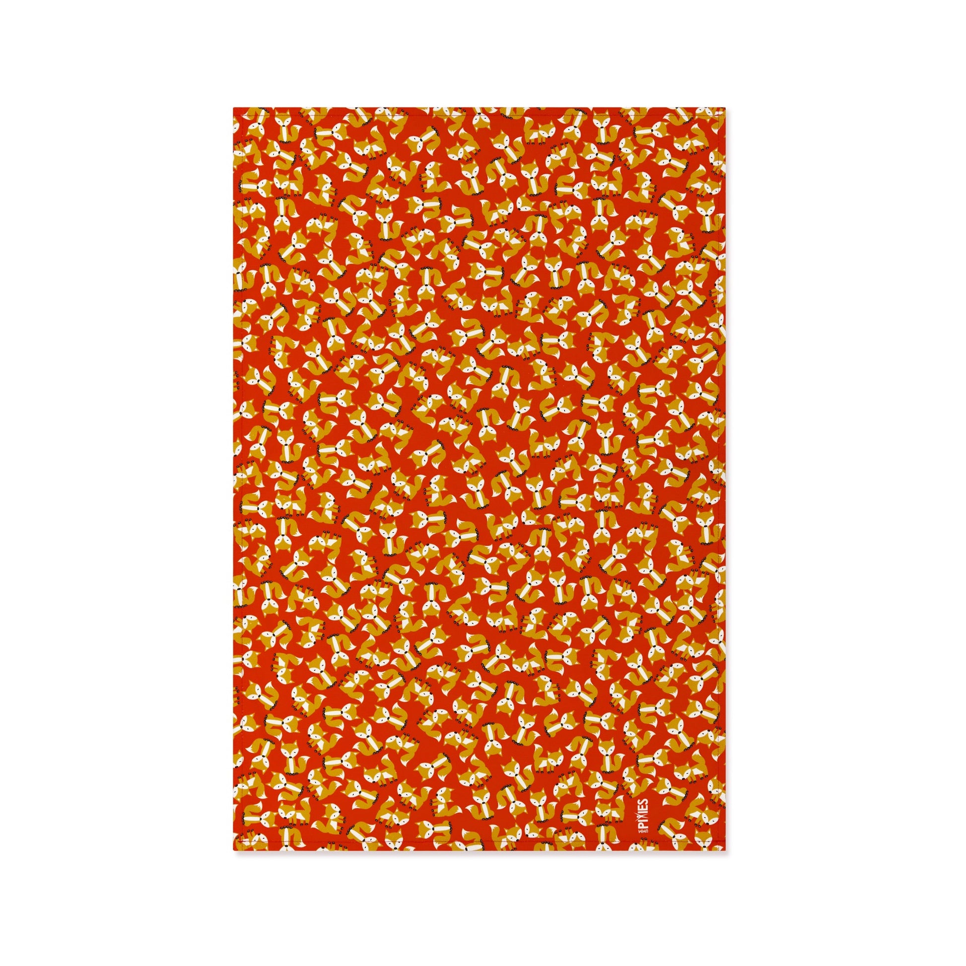 Red Scattered Foxes Tea Towel in organic Cotton from UmmPixies. Designed and made in the UK