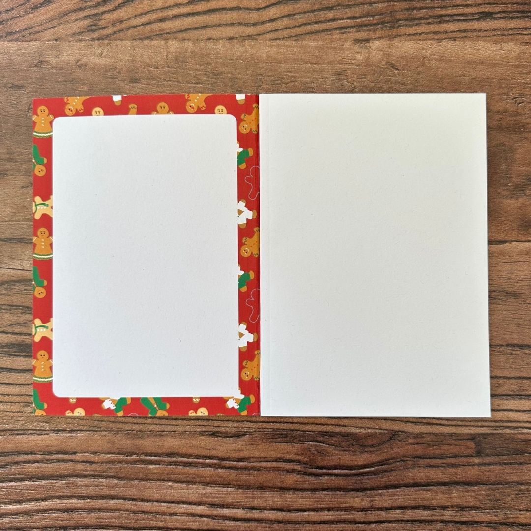 detail of the Inside front cover of gingebread pocket notebook showing design detail