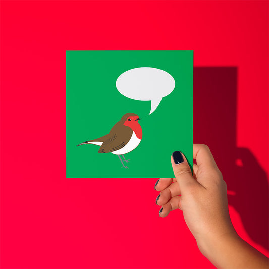 NEW: What does the Robin Say? Festive Green Christmas Greetings Card