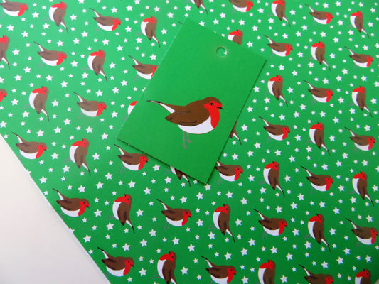 Festive Green Robin Gift tags- pack of 2