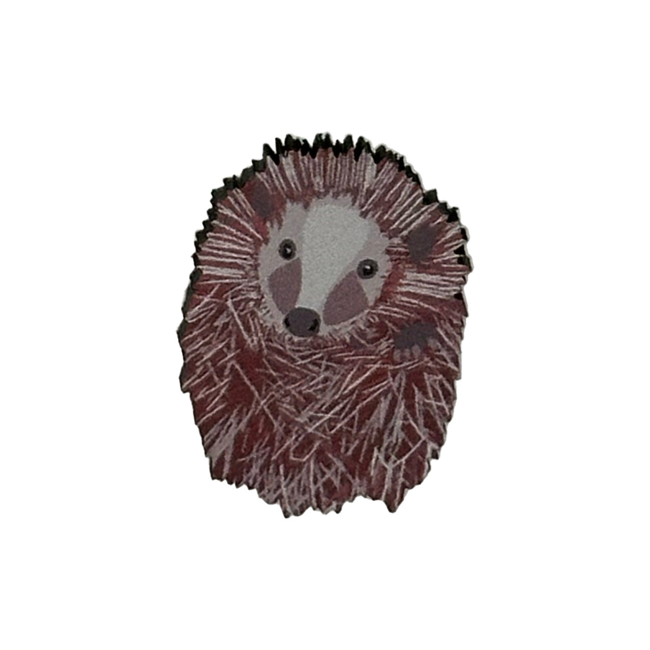 hedgehog wooden pin badge