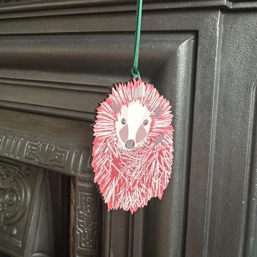 Wooden Hedgehog design hanging decoration 