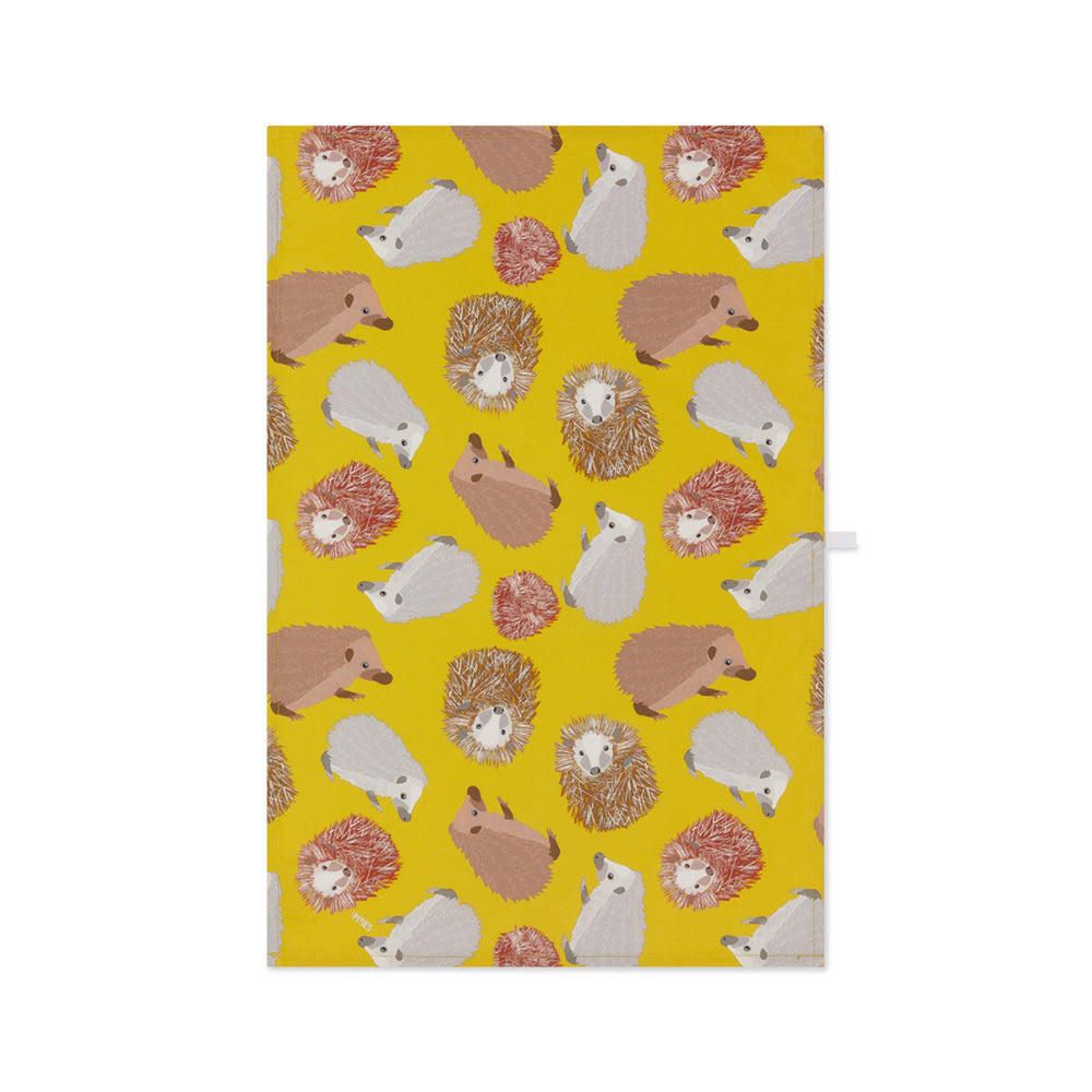 Sunny Yellow Hedgehogs Organic Cotton Tea Towel from UmmPixies