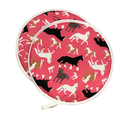 Horses & Ponies Pink Aga Cover | Chef's Pad