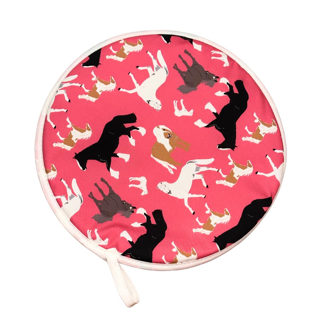 Horses & Ponies Pink Aga Cover | Chef's Pad