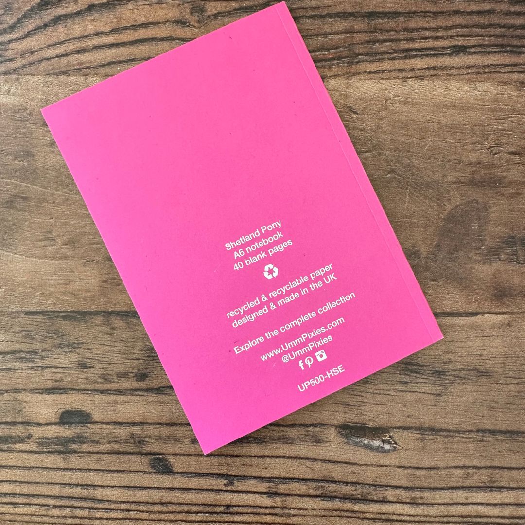 back cover of pink horses design pocket notebook 