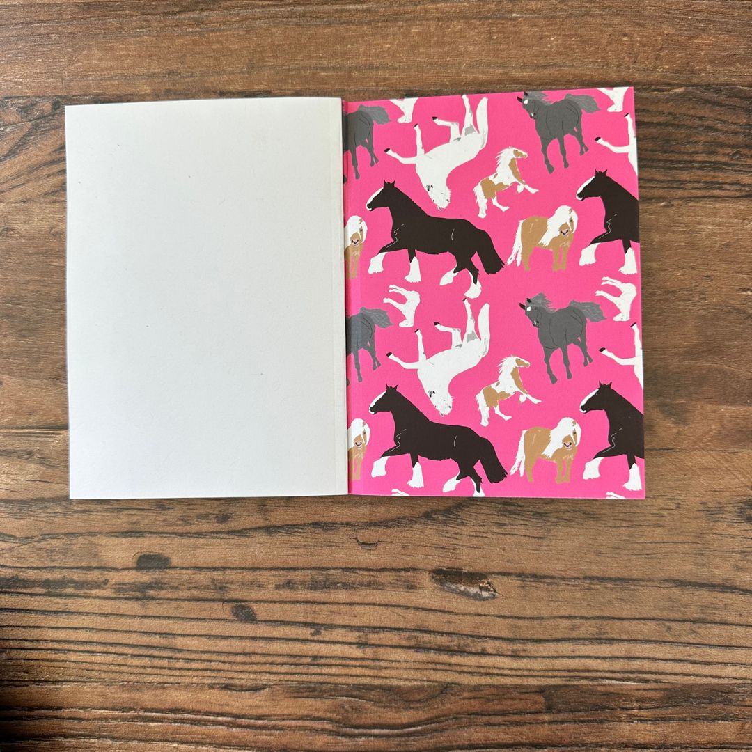 inside back cover of pink horses pocket notebook