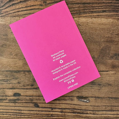 back cover of pink horses design pocket notebook 