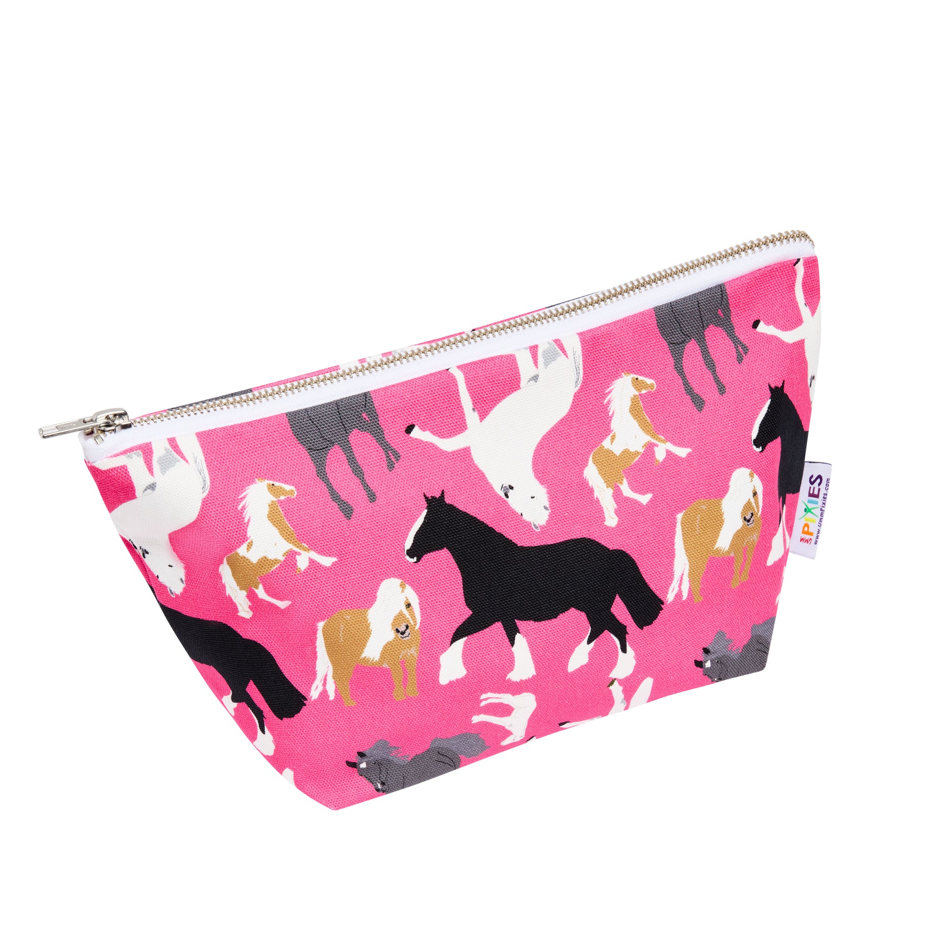 Pouch with horse pattern on a pink background