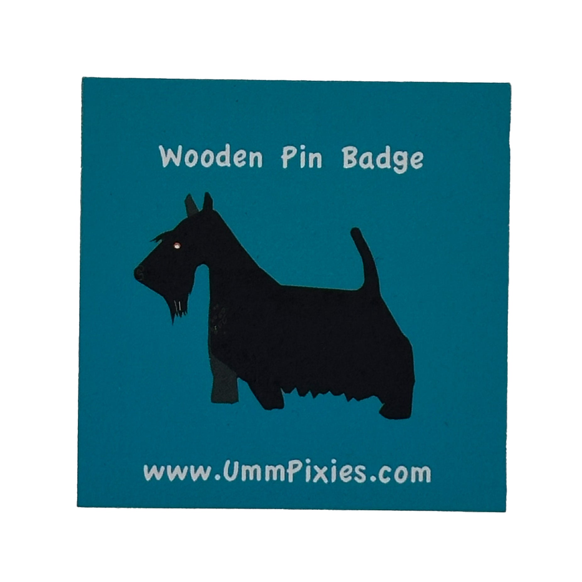 Scottish Terrier Wooden pin badge display card