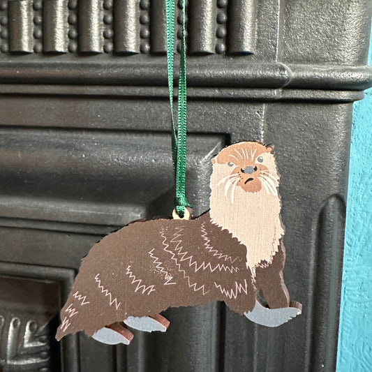 Wooden otter hanging decoration 