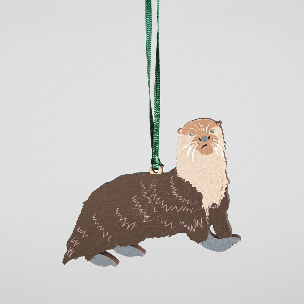 Ornament shaped like an otter on a white background