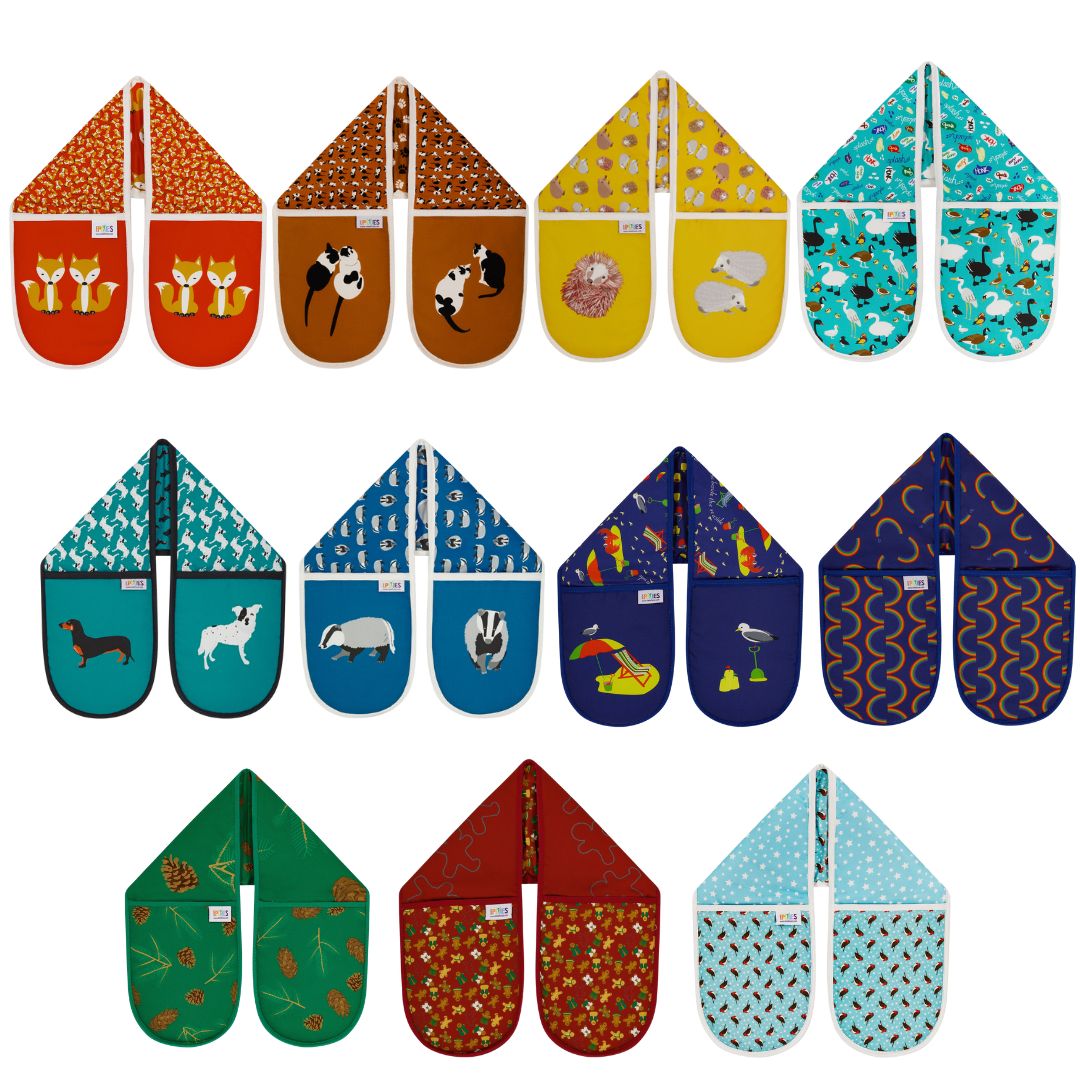 Choose your preferred oven gloves from the full selection of UmmPixies organic cotton oven gloves