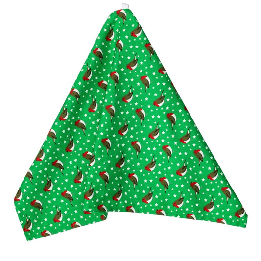 Limited edition: Festive Green Robin Colourful Tea towel