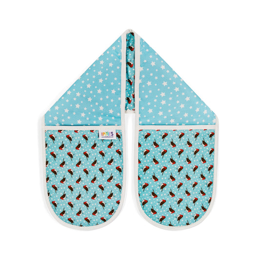 Blue Robins Oven Gloves in 100% Organic Cotton