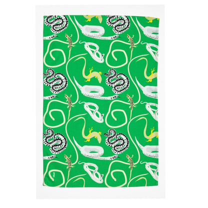 Snakes & Lizards: British Reptiles Colourful Tea towel