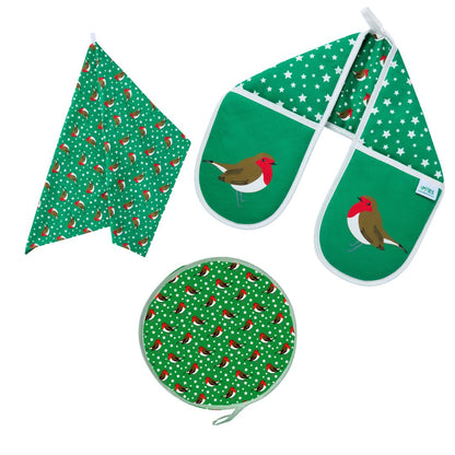 Aga Cover, Oven Gloves & Tea Towel Set: Robins: Pre-order