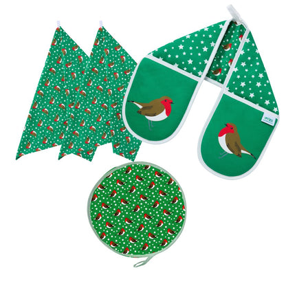 Aga Cover, Oven Gloves & Tea Towel Set: Robins: Pre-order